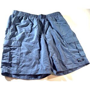 L.L.Bean Mens Blue Cargo Swim Shorts With Elastic Waistband & Mesh Liner - Size